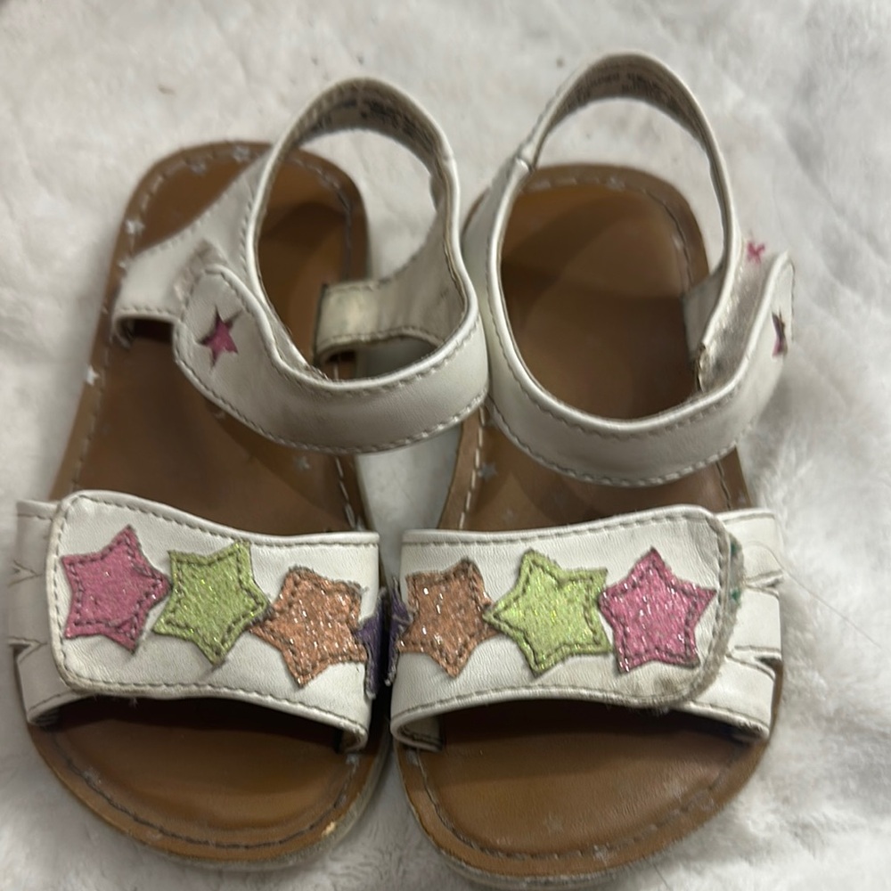 Kids Starry Sandals - White with Multicolor Stars